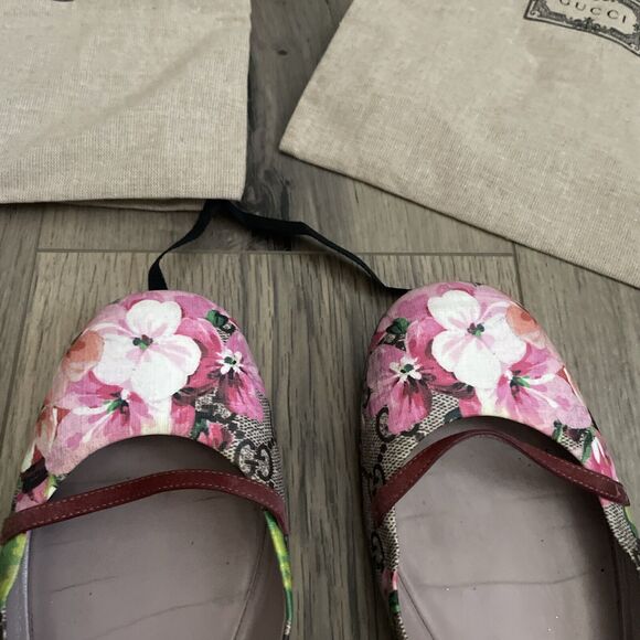 GUCCI GG Supreme Bloom Monogram Ballet Flats Slip On Shoes Size 38.5 - Picture 5 of 8